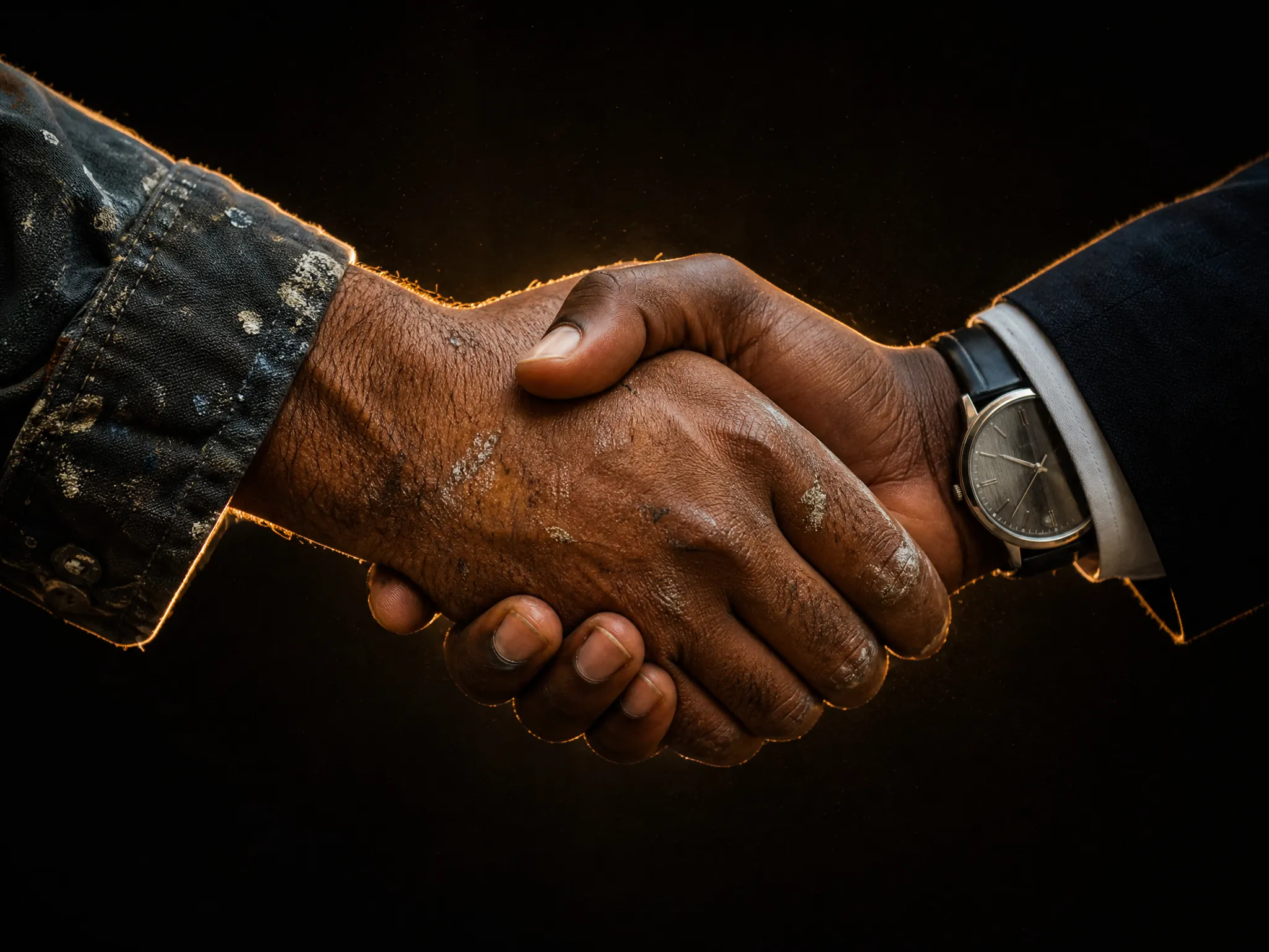 A trades hand shaking a business hand on the deal